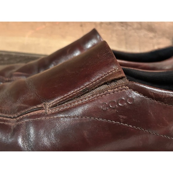 Ecco Helsinki Bike Toe‎ Brown Leather Slip On Loafers Mens US 11 EU 45 main image 9